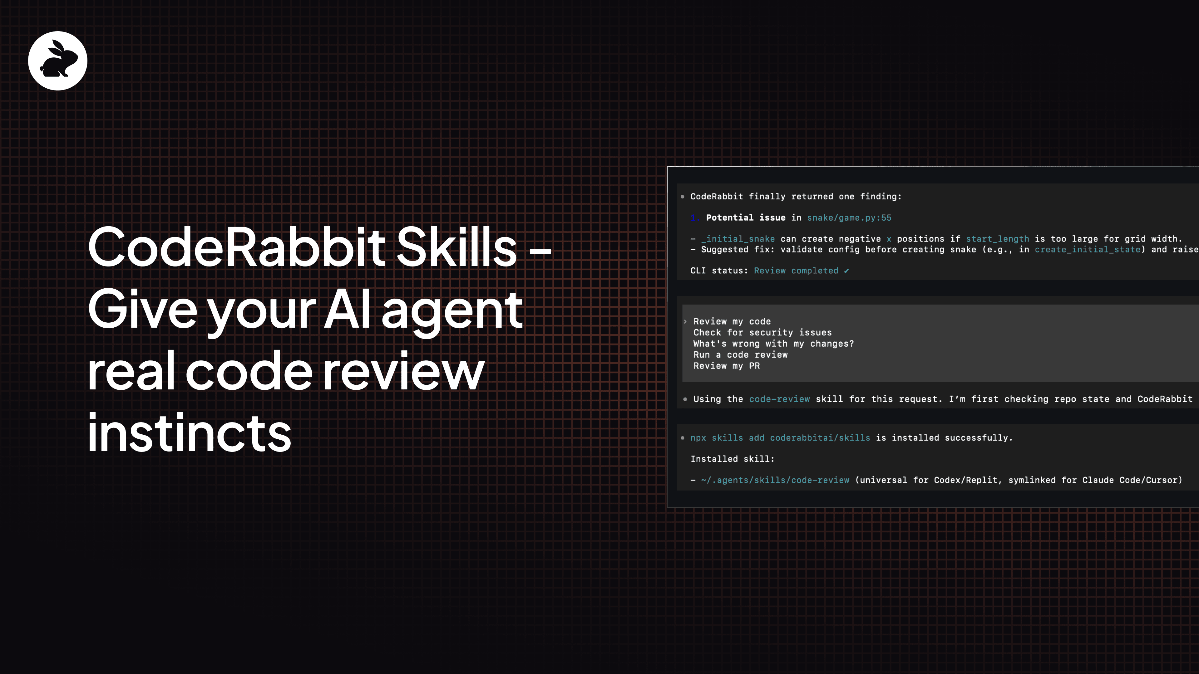 CodeRabbit Skills: Give your AI agent code review instincts