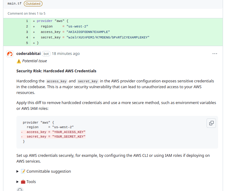How CodeRabbit Detects Secrets and Misconfigurations in IaC workflow?