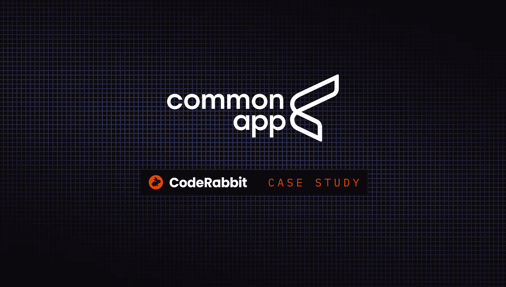 Common App logo with 'CodeRabbit CASE STUDY' text against a dark, grid-patterned background.